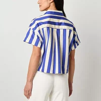 Worthington Womens Short Sleeve Blouse