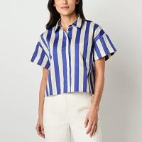 Worthington Womens Short Sleeve Blouse