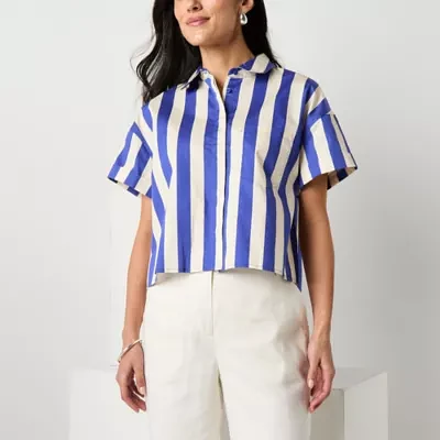 Worthington Womens Short Sleeve Blouse