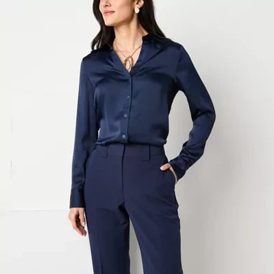 Worthington Womens Long Sleeve Regular Fit Button-Down Shirt