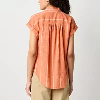 a.n.a Soft Drape Womens Short Sleeve Blouse
