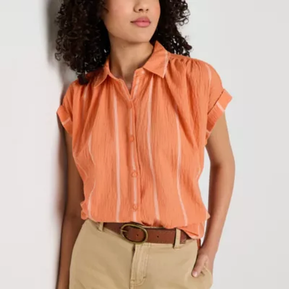 a.n.a Soft Drape Womens Short Sleeve Blouse