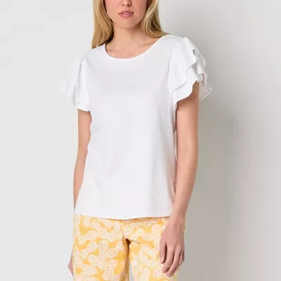 St. John's Bay Womens Round Neck Short Sleeve T-Shirt