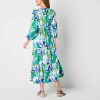 St. John's Bay Womens Long Sleeve Floral Maxi Dress