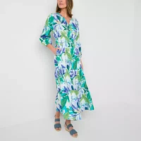 St. John's Bay Womens Long Sleeve Floral Maxi Dress