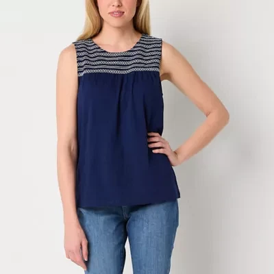 St. John's Bay Womens Round Neck Sleeveless Tank Top