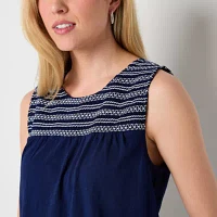 St. John's Bay Womens Round Neck Sleeveless Tank Top