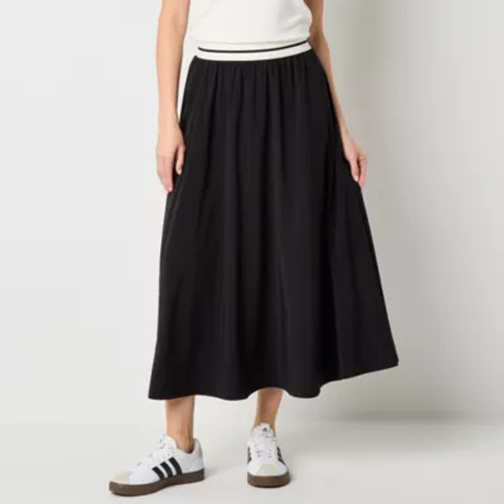 Stylus Womens High Rise Long A-Line Skirt