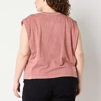 a.n.a Womens Plus Crew Neck Sleeveless T-Shirt