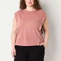 a.n.a Womens Plus Crew Neck Sleeveless T-Shirt