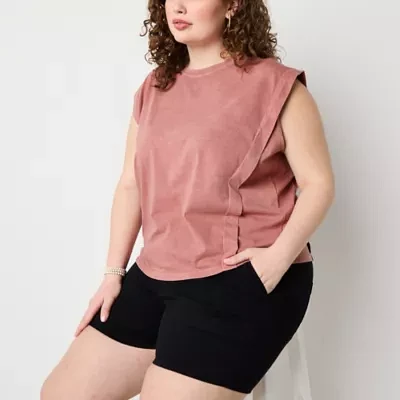 a.n.a Womens Plus Crew Neck Sleeveless T-Shirt