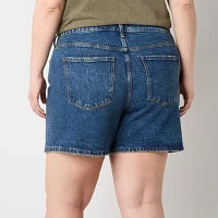 a.n.a Womens High Rise 6" Denim Short-Plus