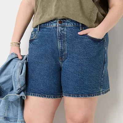 a.n.a Womens High Rise 6" Denim Short-Plus