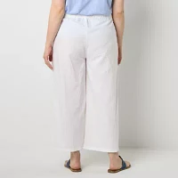 Liz Claiborne-Plus Womens Mid Rise Wide Leg Pull-On Pant