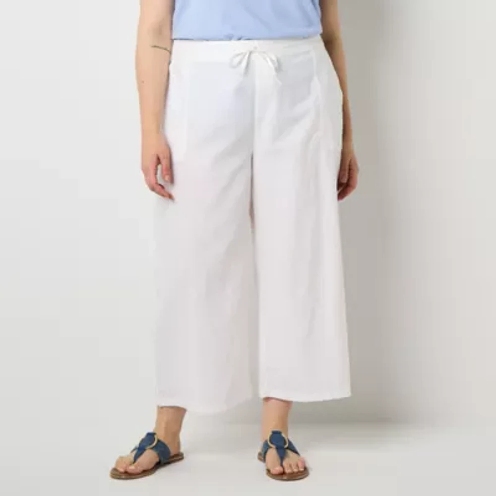 Liz Claiborne-Plus Womens Mid Rise Wide Leg Pull-On Pant