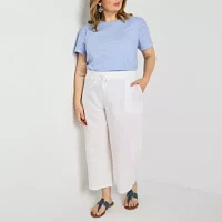 Liz Claiborne-Plus Womens Mid Rise Wide Leg Pull-On Pant