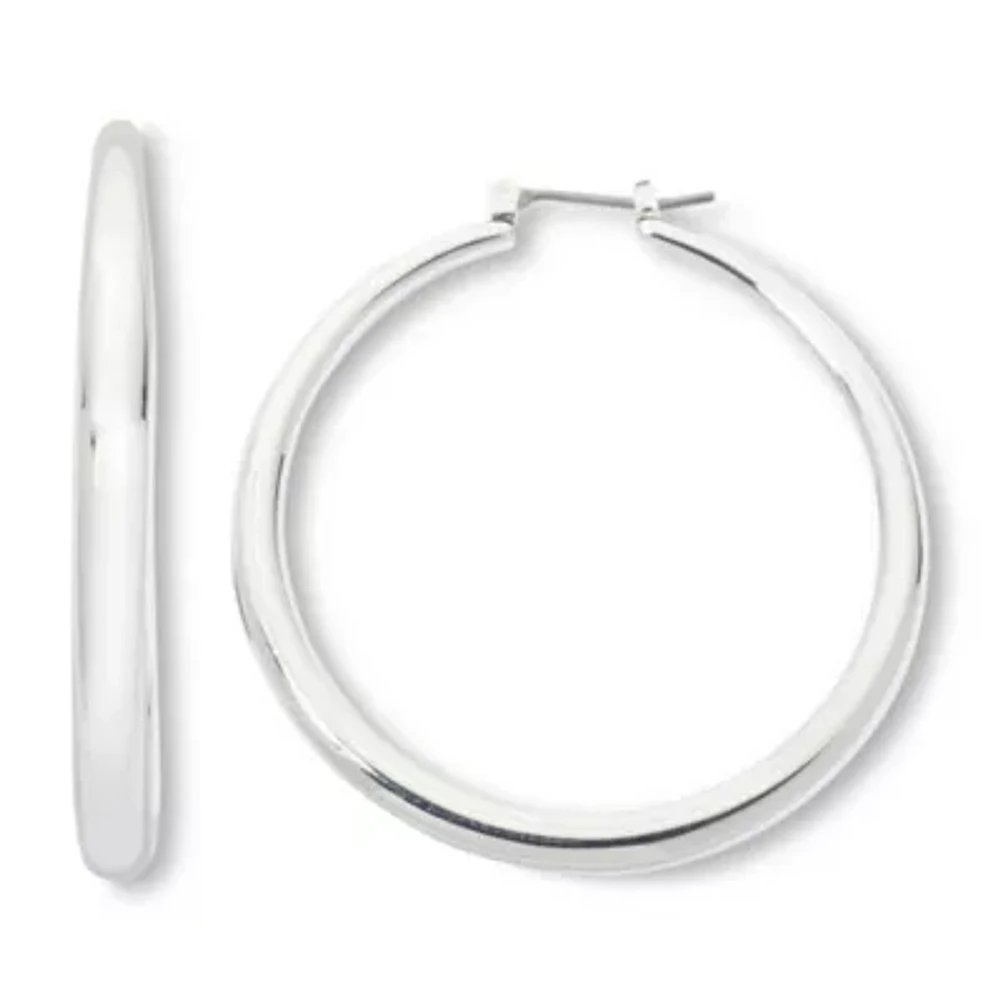 Mixit Silver Tone Oval Hoop Earrings