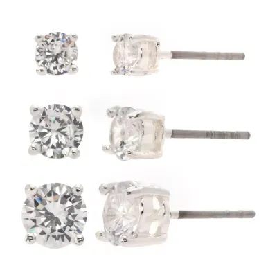 Sparkle Allure 3 Pair Cubic Zirconia Earring Set