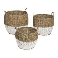 Honey-Can-Do White & Natural Seagrass Round Nesting 3-pc. Basket