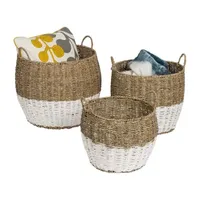 Honey-Can-Do White & Natural Seagrass Round Nesting 3-pc. Basket