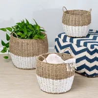 Honey-Can-Do White & Natural Seagrass Round Nesting 3-pc. Basket