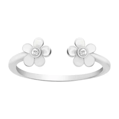 Itsy Bitsy Flower Cubic Zirconia Sterling Silver Toe Ring