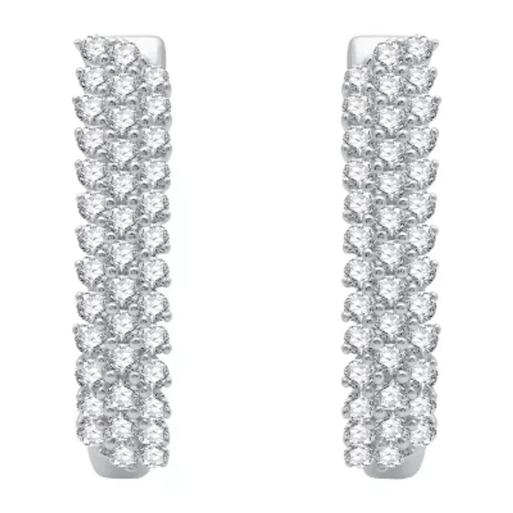 2 CT. T.W. Natural White Diamond 10K White Gold 26.9mm Hoop Earrings