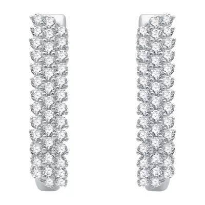 2 CT. T.W. Natural White Diamond 10K White Gold 26.9mm Hoop Earrings