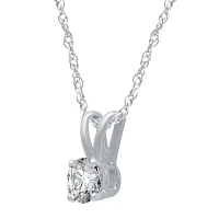 Womens 1/ CT. Natural White Diamond 10K White Gold Pendant Necklace