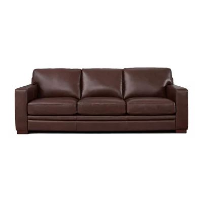 Dillon Leather Upholstery Collection Track-Arm Sofa