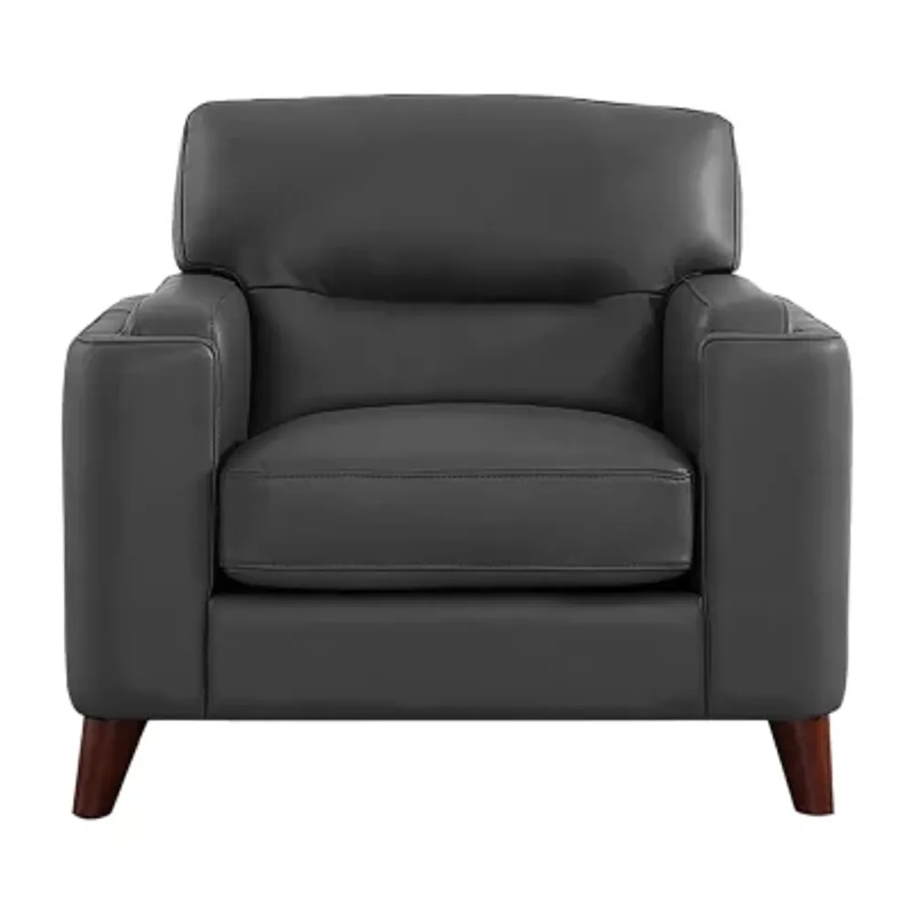 Elm Leather Upholstery Collection Track-Arm Chair