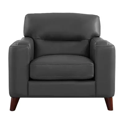 Elm Leather Upholstery Collection Track-Arm Chair