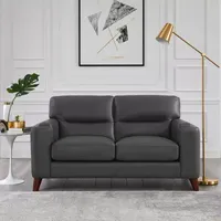 Elm Leather Upholstery Collection Track-Arm Loveseat