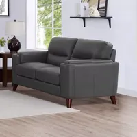 Elm Leather Upholstery Collection Track-Arm Loveseat