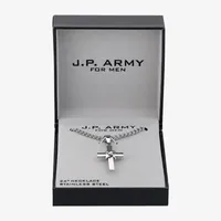 J.P. Army Men's Jewelry Stainless Steel 24 Inch Curb Cross Chain Necklace