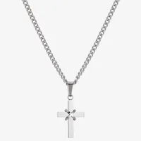J.P. Army Men's Jewelry Stainless Steel 24 Inch Curb Cross Chain Necklace