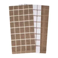 Ritz Terry Check  Mocha 3-pc. Kitchen Towel