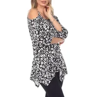 White Mark Womens Scoop Neck 3/4 Sleeve Tunic Top