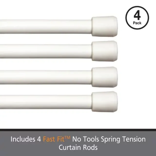 Kenney Fast Fit No Tools 4 Pack 7/16 Tension Curtain Rod