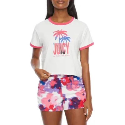 Juicy By Couture Ringer Womens Crew Neck Short Sleeve T-Shirt