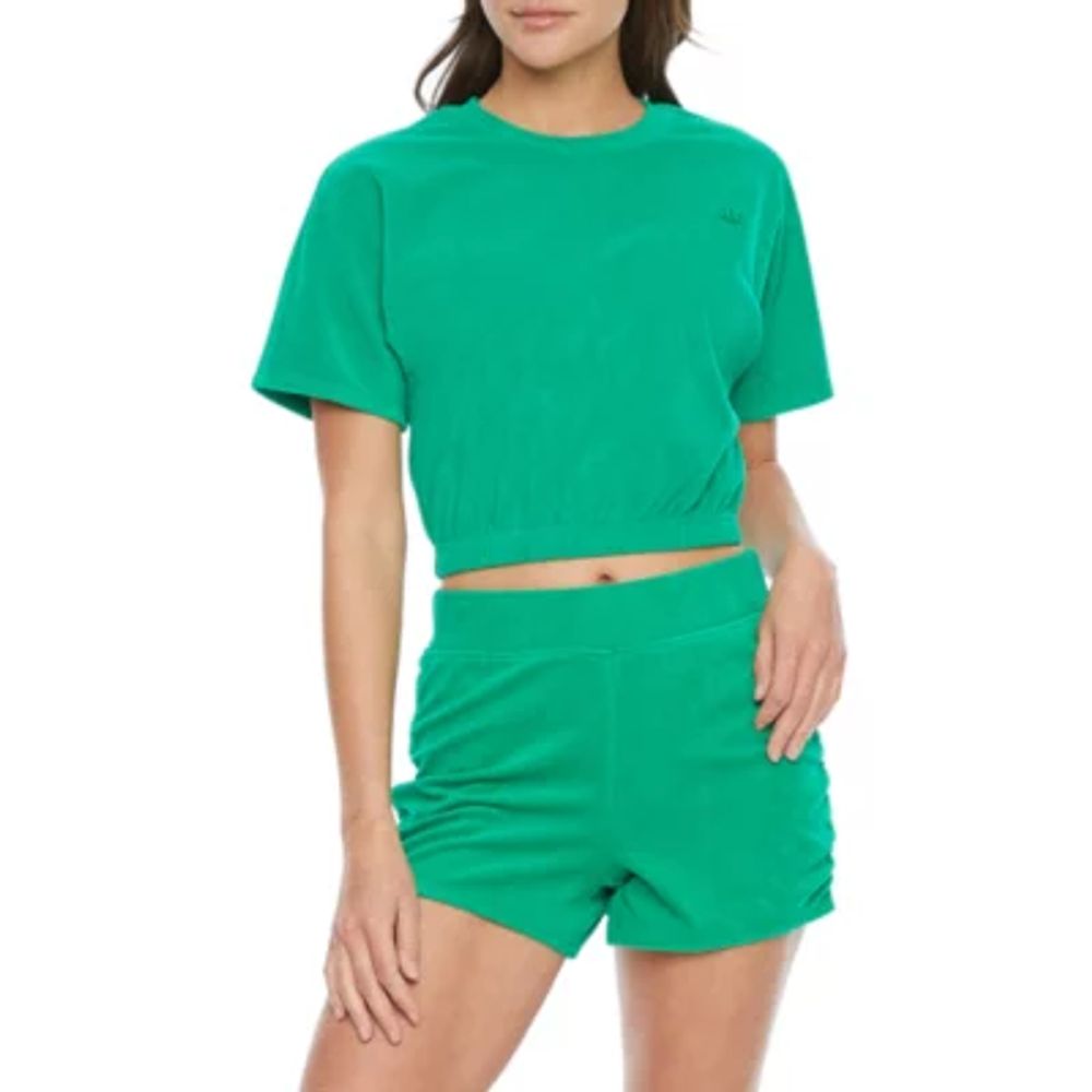 Juicy By Couture Womens Crew Neck Short Sleeve Towel Terry Top