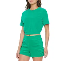 Juicy By Couture Womens Crew Neck Short Sleeve Towel Terry Top