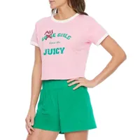 Juicy By Couture Ringer Womens Crew Neck Short Sleeve T-Shirt