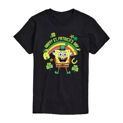 Mens Short Sleeve Spongebob St. Patrick's Day Graphic T-Shirt