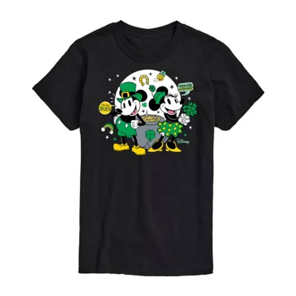 Mens Short Sleeve Mickey and Friends St. Patrick's Day Graphic T-Shirt