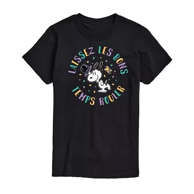 Mens Short SleevePeanuts Mardi Gras Graphic T-Shirt