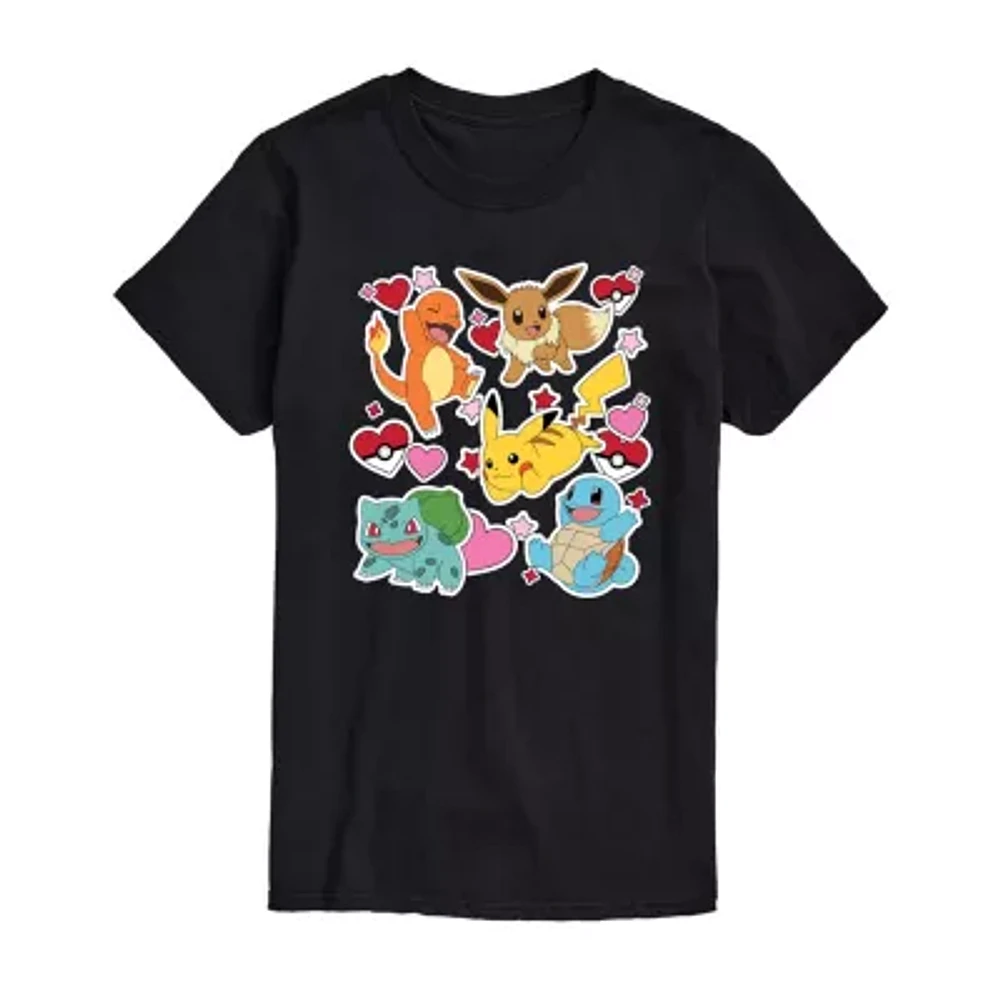 Mens Short Sleeve Pokemon Valentine's Day Graphic T-Shirt