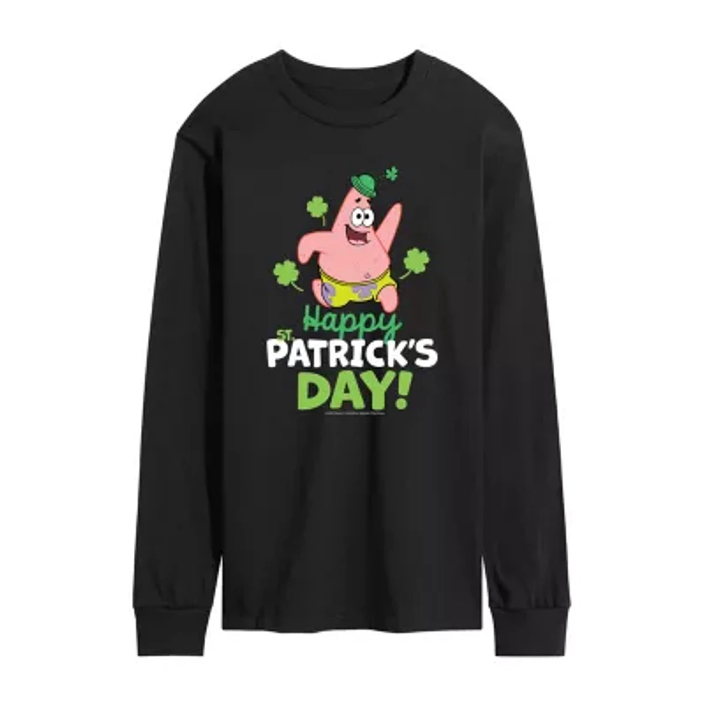 Mens Long Sleeve Spongebob St. Patrick's Day T-Shirt