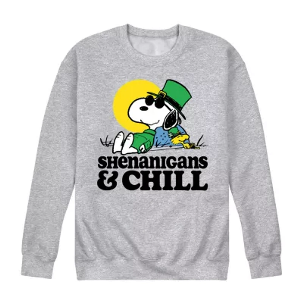 Mens Long Sleeve Peanuts St. Patrick's Day Sweatshirt