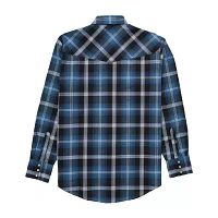 Ely Cattleman Textured Plaid Mens Long Sleeve Western Shirt